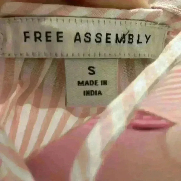 Free Assembly Cotton Pink Striped Tiered Double Strap Maxi Sundress Size S - Picture 7 of 9